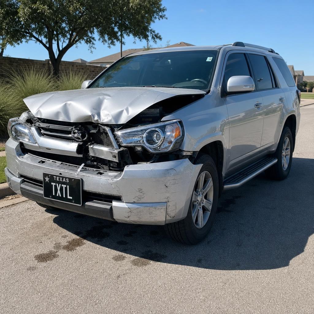Vehicle inspector reviewing a damaged car